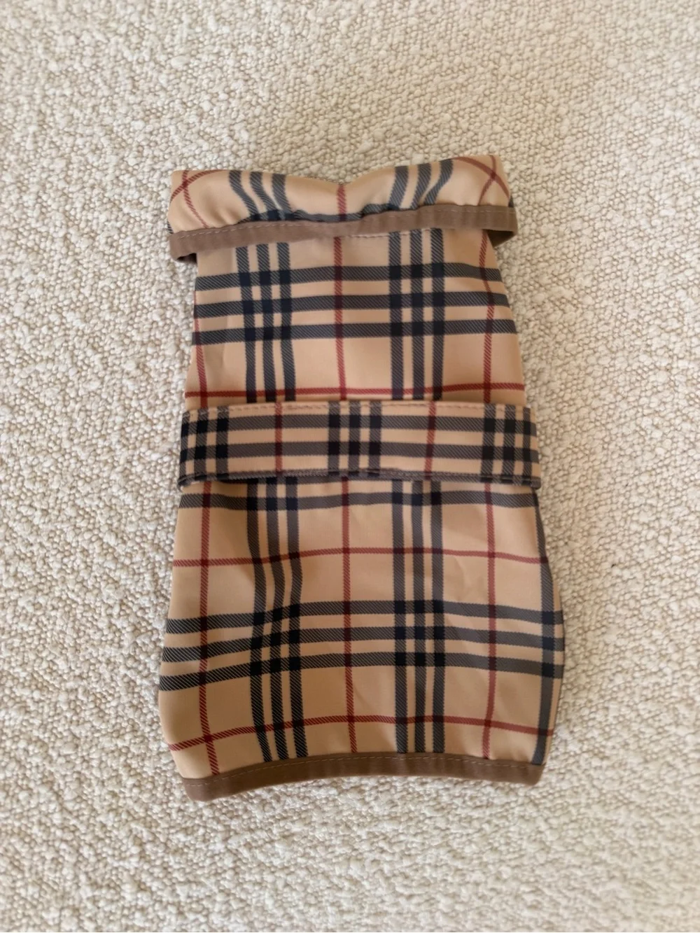 Luxury Tan Striped Dog Trench Coat Plaid Pets Coat Classic Raincoat design Small